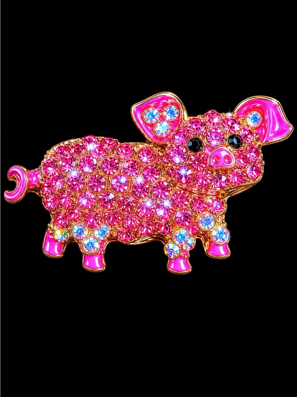 Sparkling Pink Piggy Brooch - Kids Accessories